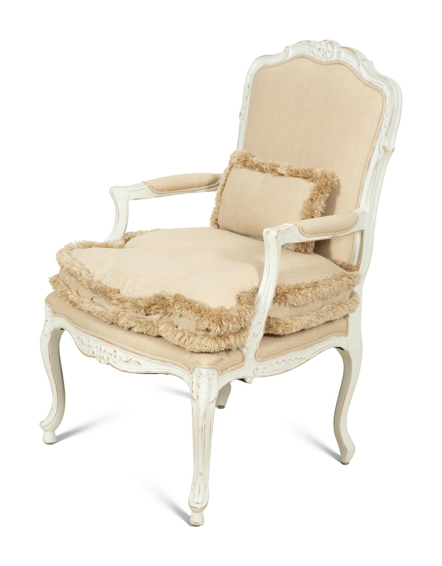 A Louis XV Style Painted Fauteuil