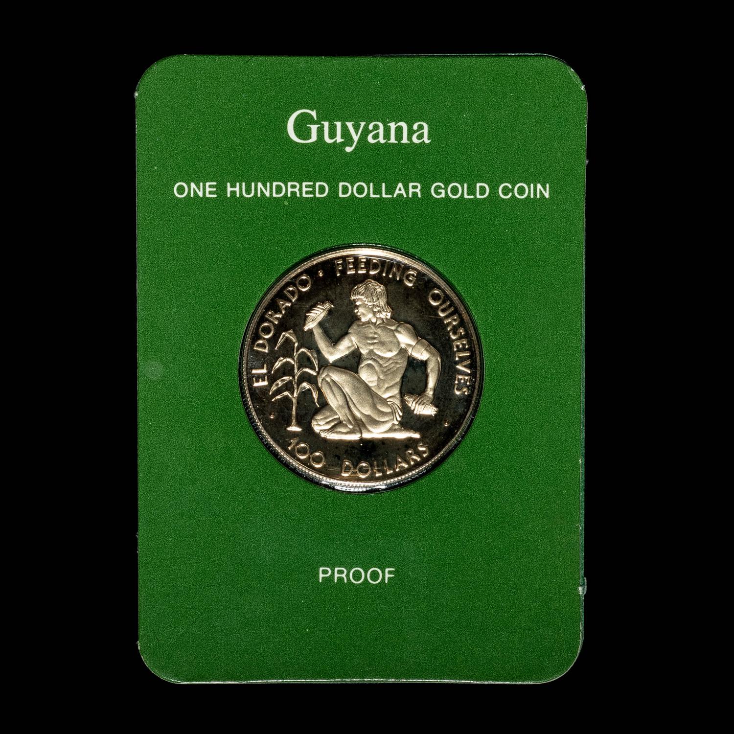 A 1977 Republic of Guyana Issued Franklin Mint Struck $100 Gold Proof