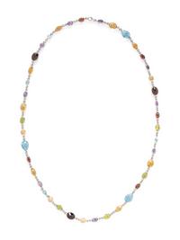 MULTIGEM AND STERLING SILVER STATION NECKLACE