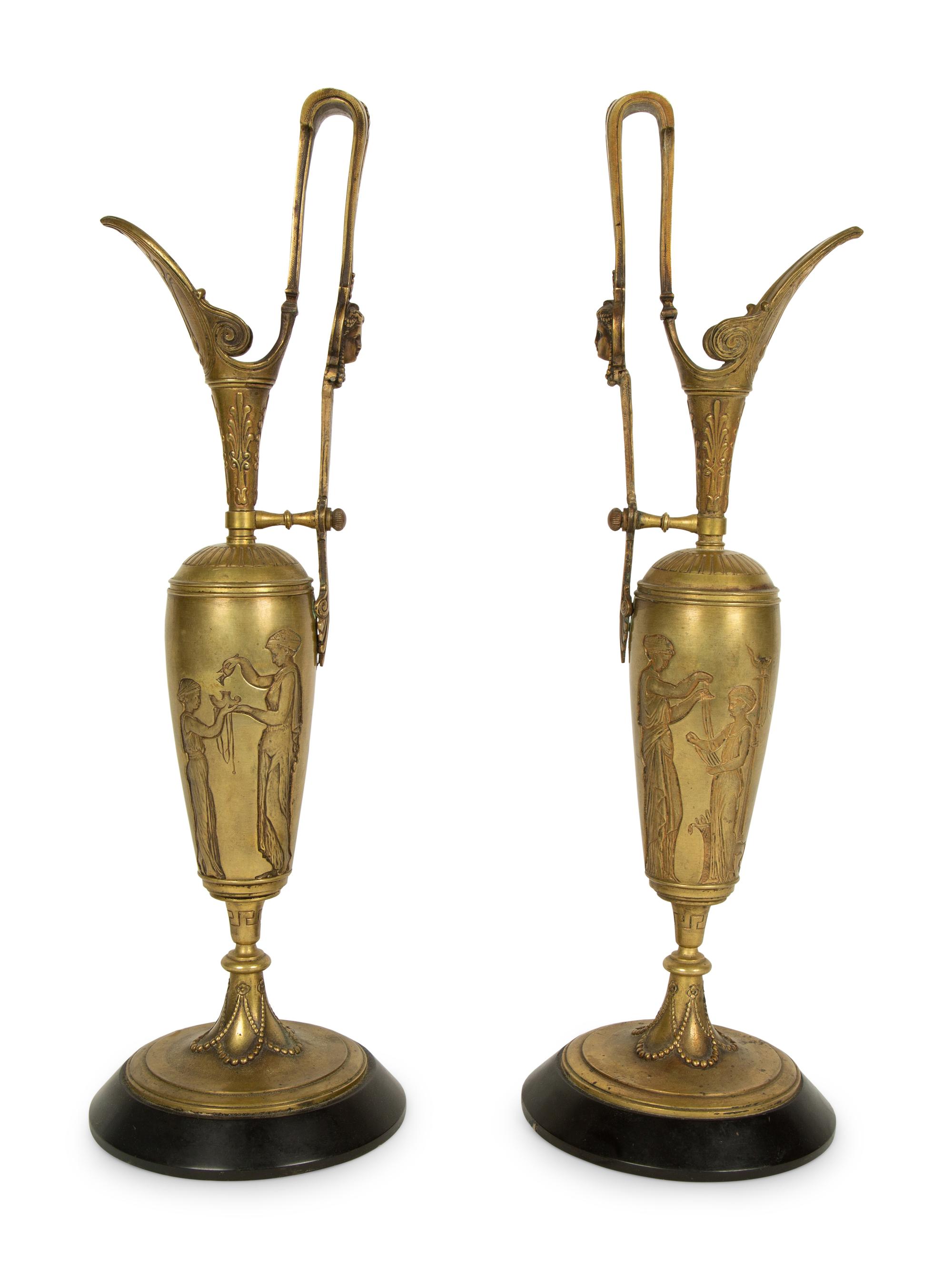 A Pair of Neoclassical Gilt Bronze Ewers — 19TH/20TH CENTURY