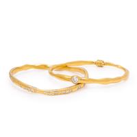 Two Diamond and Yellow Gold Bangle Bracelets