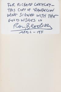 BRADBURY, RAY. Dandelion Wine. Garden City, NY, 1957. First edition, signed.