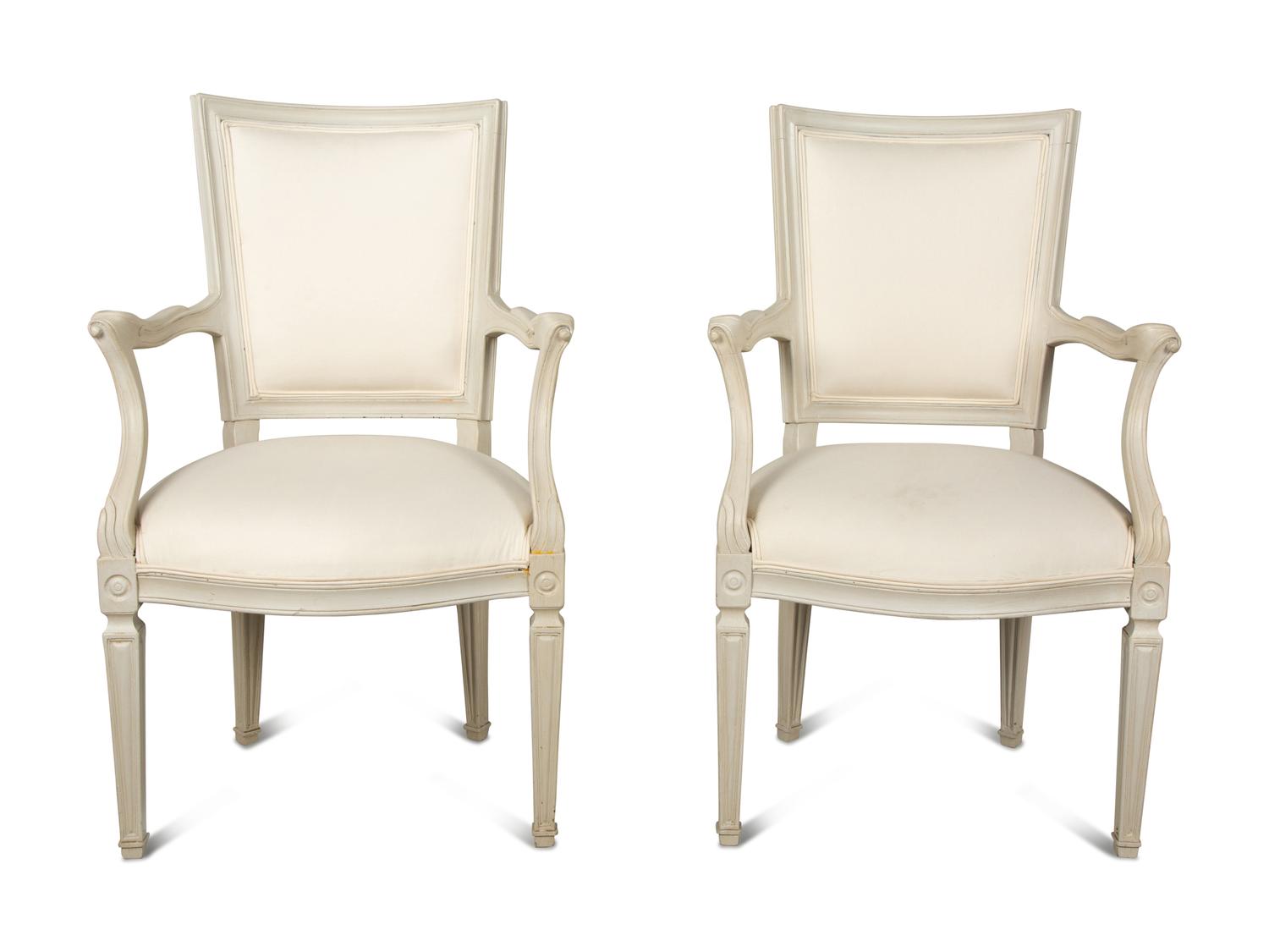 A Pair of Italian Directoire Style Painted Armchairs — Late 19th Century