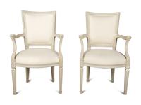 A Pair of Italian Directoire Style Painted Armchairs — Late 19th Century