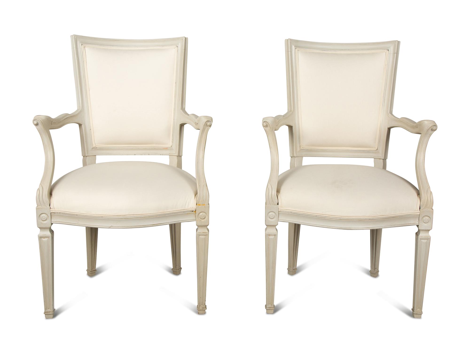 A Pair of Italian Directoire Style Painted Armchairs — Late 19th Century