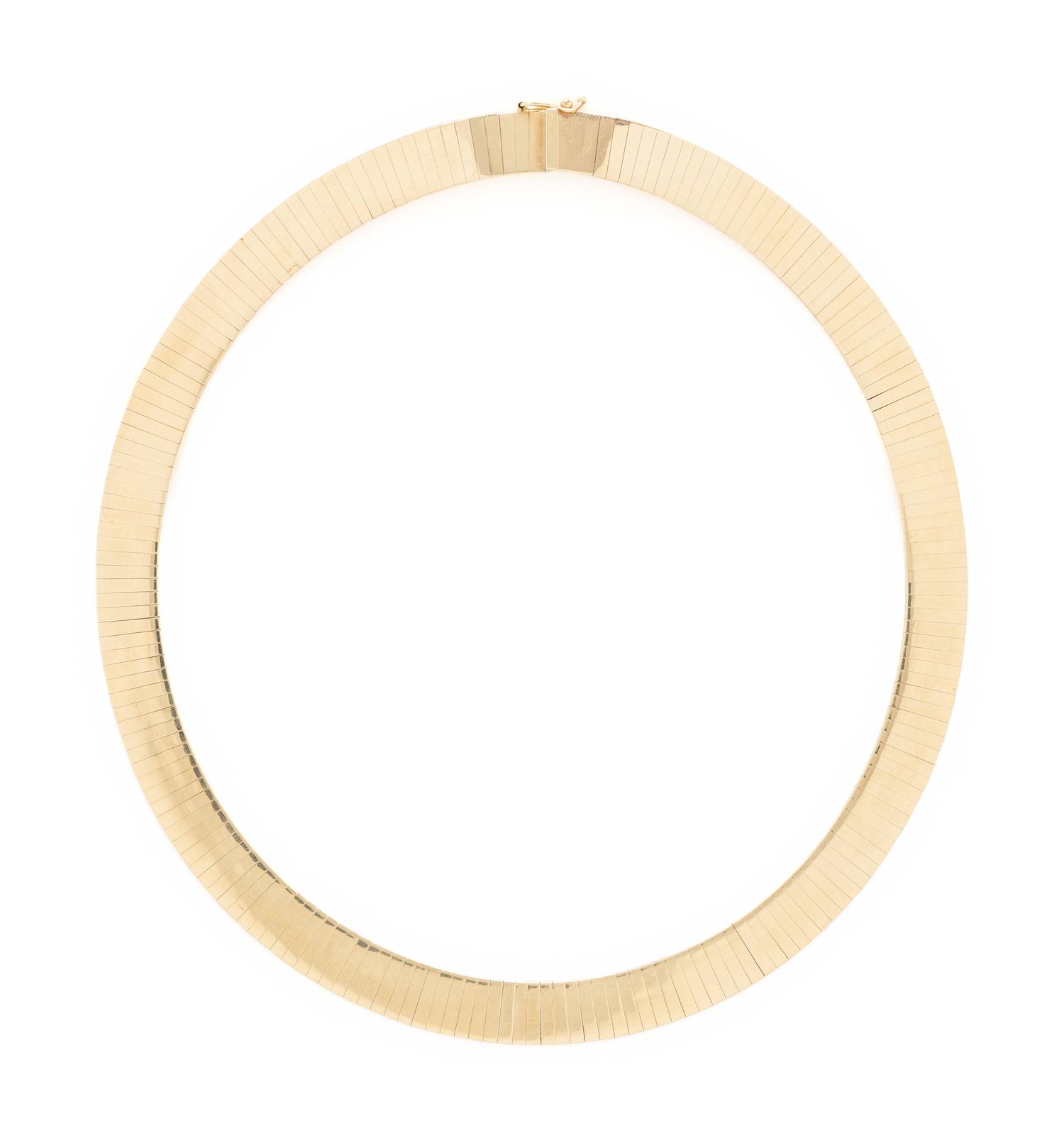 YELLOW GOLD AND MULTI GEMSTONE OMEGA SLIDER NECKLACE