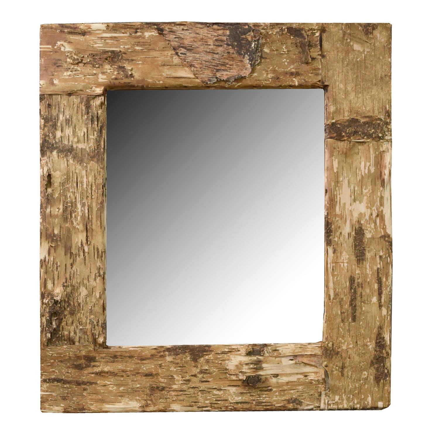 A Birch Bark Frame with Mirror 27" W x 1" D x 30" H — United States, Circa 1920