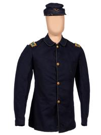 [CIVIL WAR]. Private purchase officer's sack coat, kepi, and carpet bag identified to Lieutenant Albert C. Sparks, Co. B, 37th Massachusetts Volunteers.