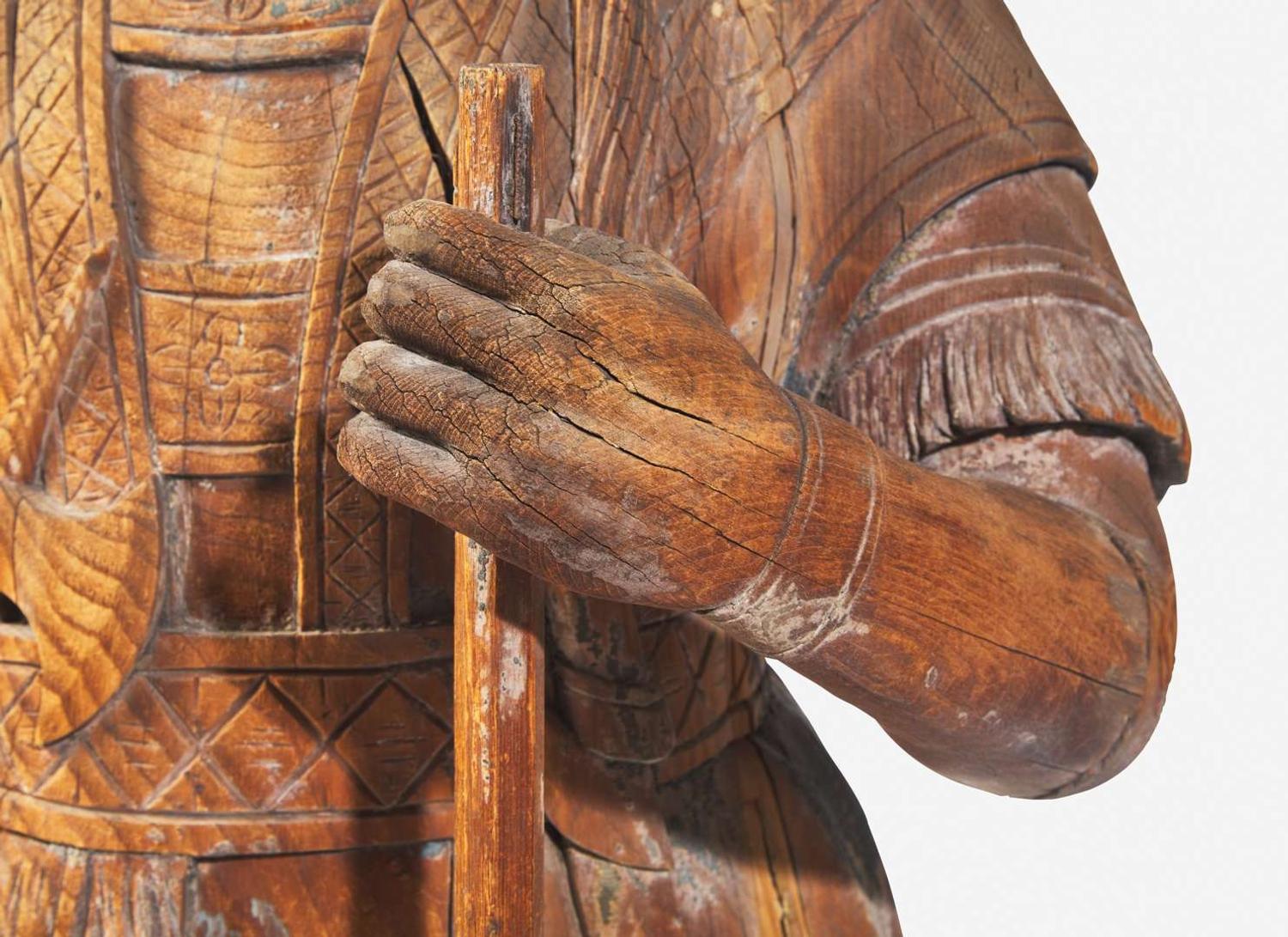 A carved tobacconist figure of the actor Edwin Forrest (1806-1872) in his role as Metamora from "King of the Wampanoags," circa 1860
