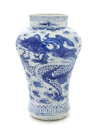 A Korean Blue and White Porcelain Jar Height 12 inches. — CHOSON DYNASTY (1392-1897)