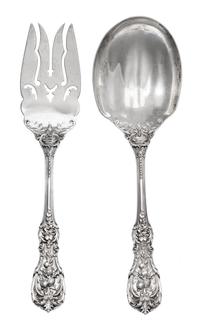 An American Silver Salad Serving Set, Reed & Barton, Taunton, MA, Francis I pattern, comprising a fork and a spoon.