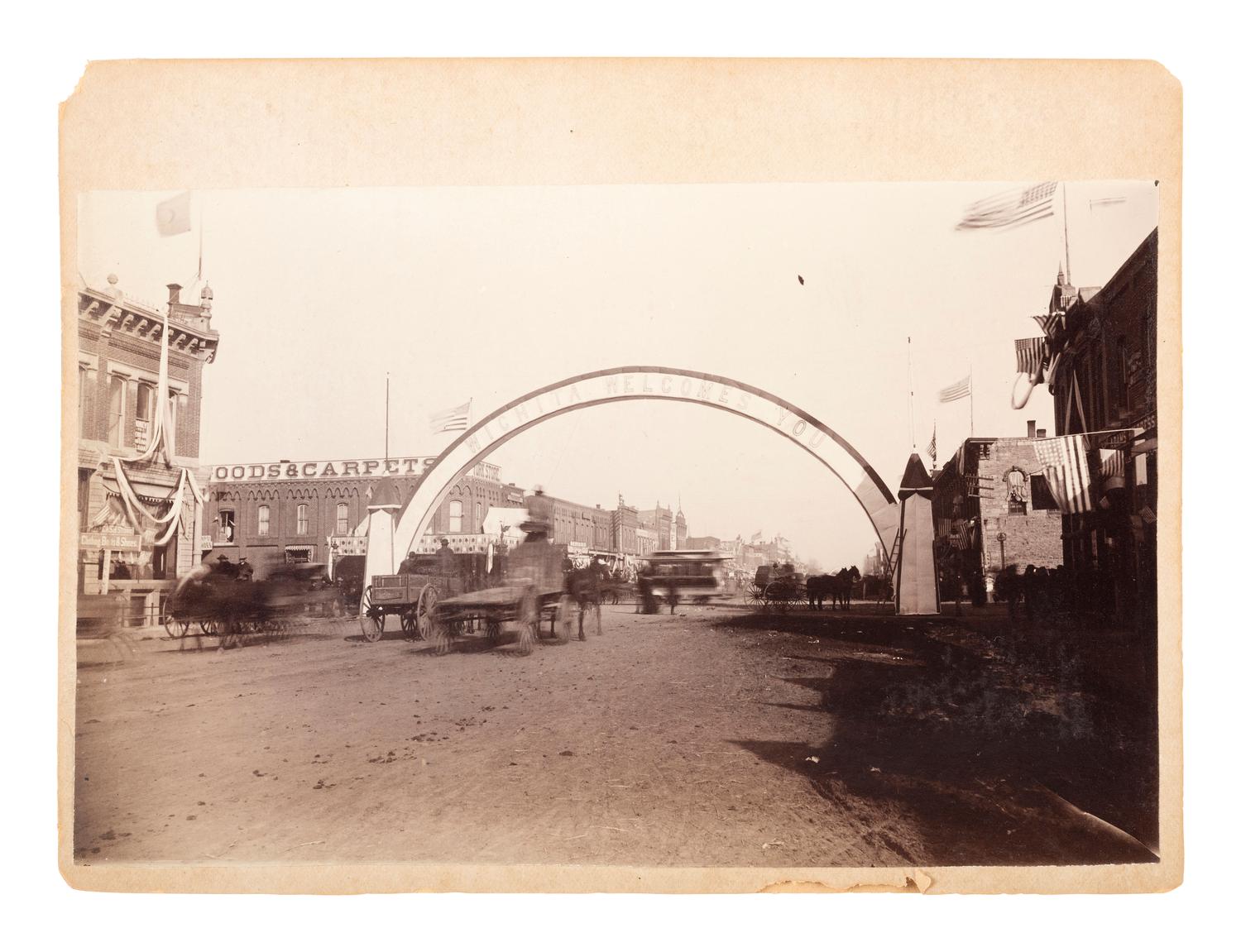 Western Americana -- Kansas Photograph of a street scene of Wichita, Kansas. Ca 1880.