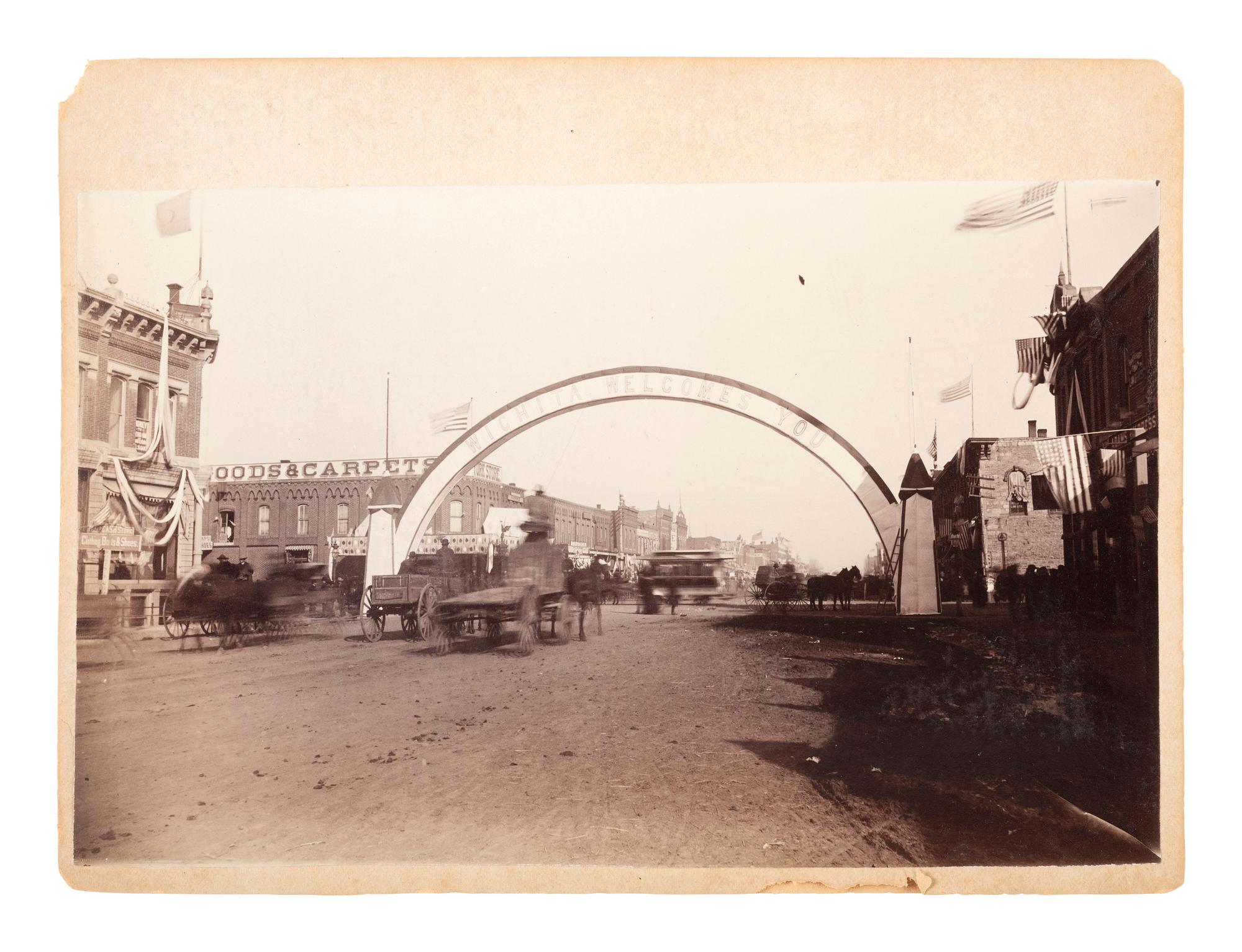 Western Americana -- Kansas Photograph of a street scene of Wichita, Kansas. Ca 1880.