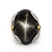 Chantecler, Black Star Diopside, Diamond, and Emerald Dragonfly Ring