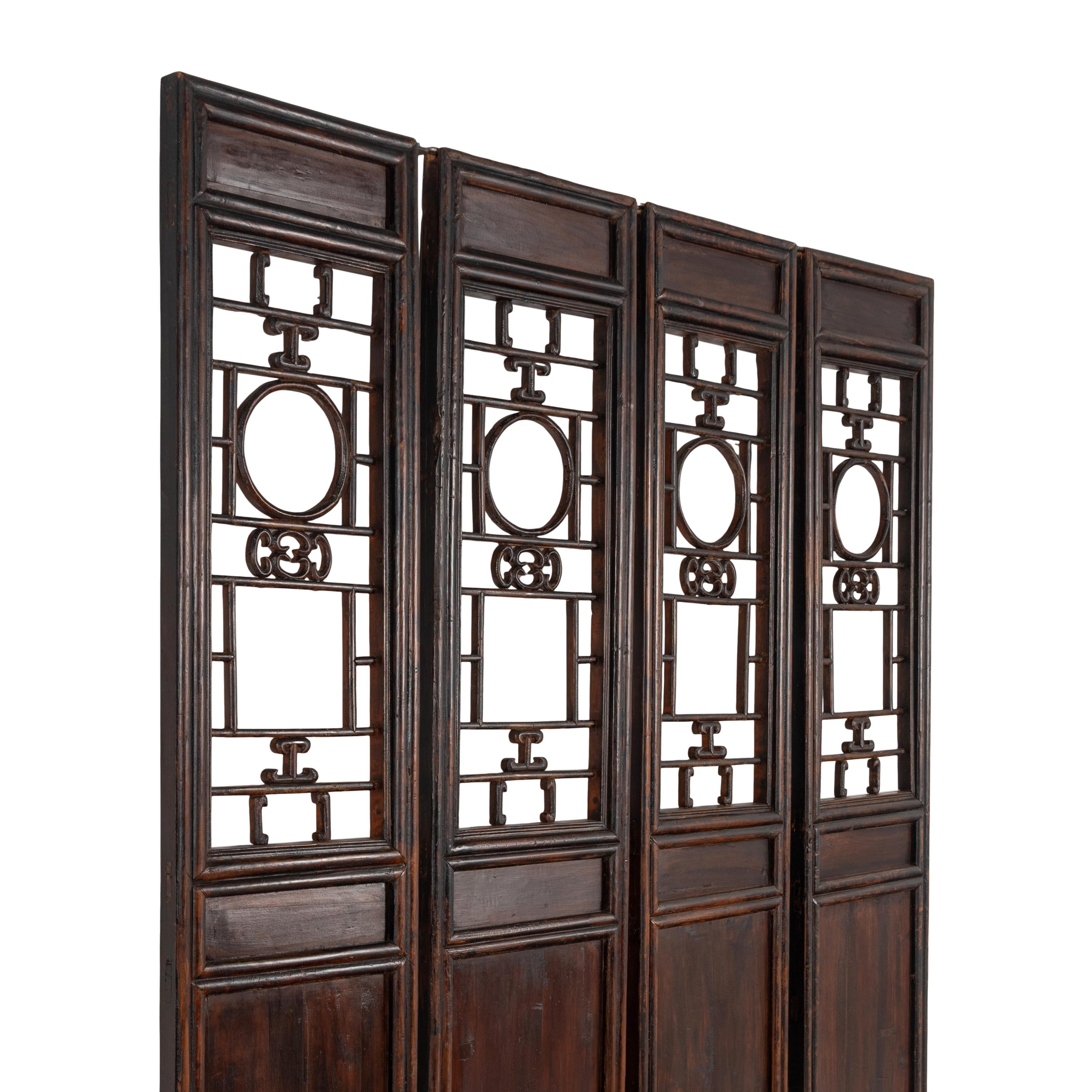 A Chinese Hardwood Four-Panel Floor Screen