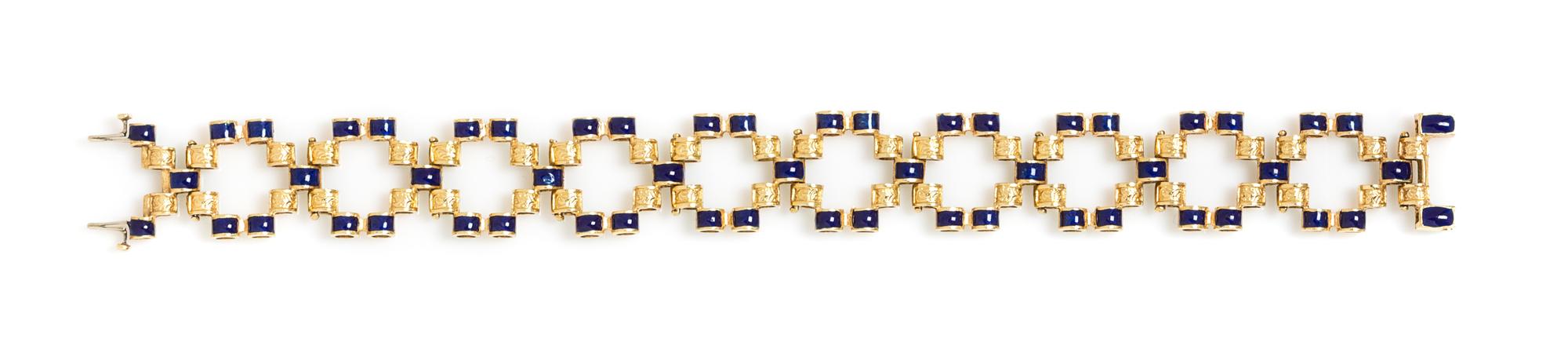 An 18 Karat Yellow Gold and Polychrome Enamel Reversible Bracelet, Italian, 21.90 dwts.