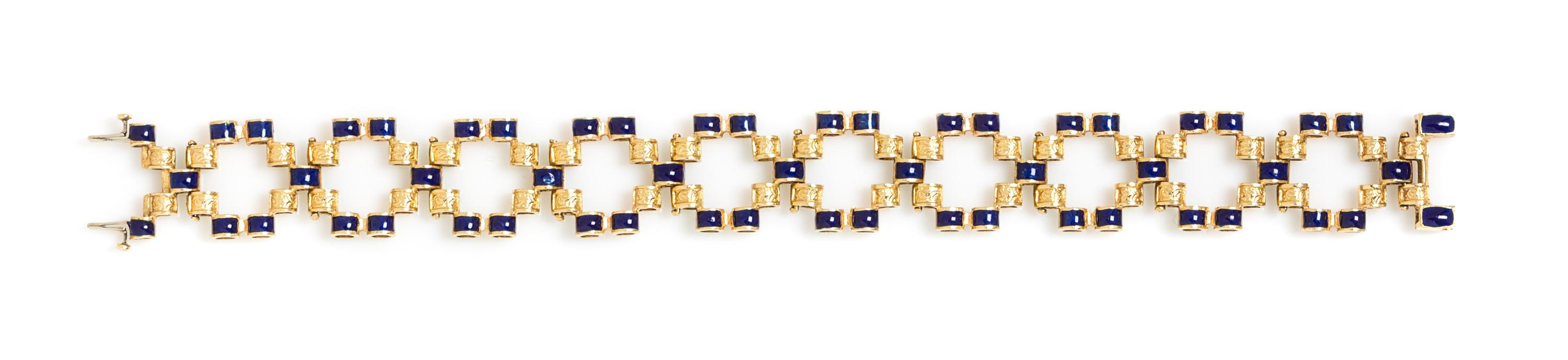 An 18 Karat Yellow Gold and Polychrome Enamel Reversible Bracelet, Italian, 21.90 dwts.