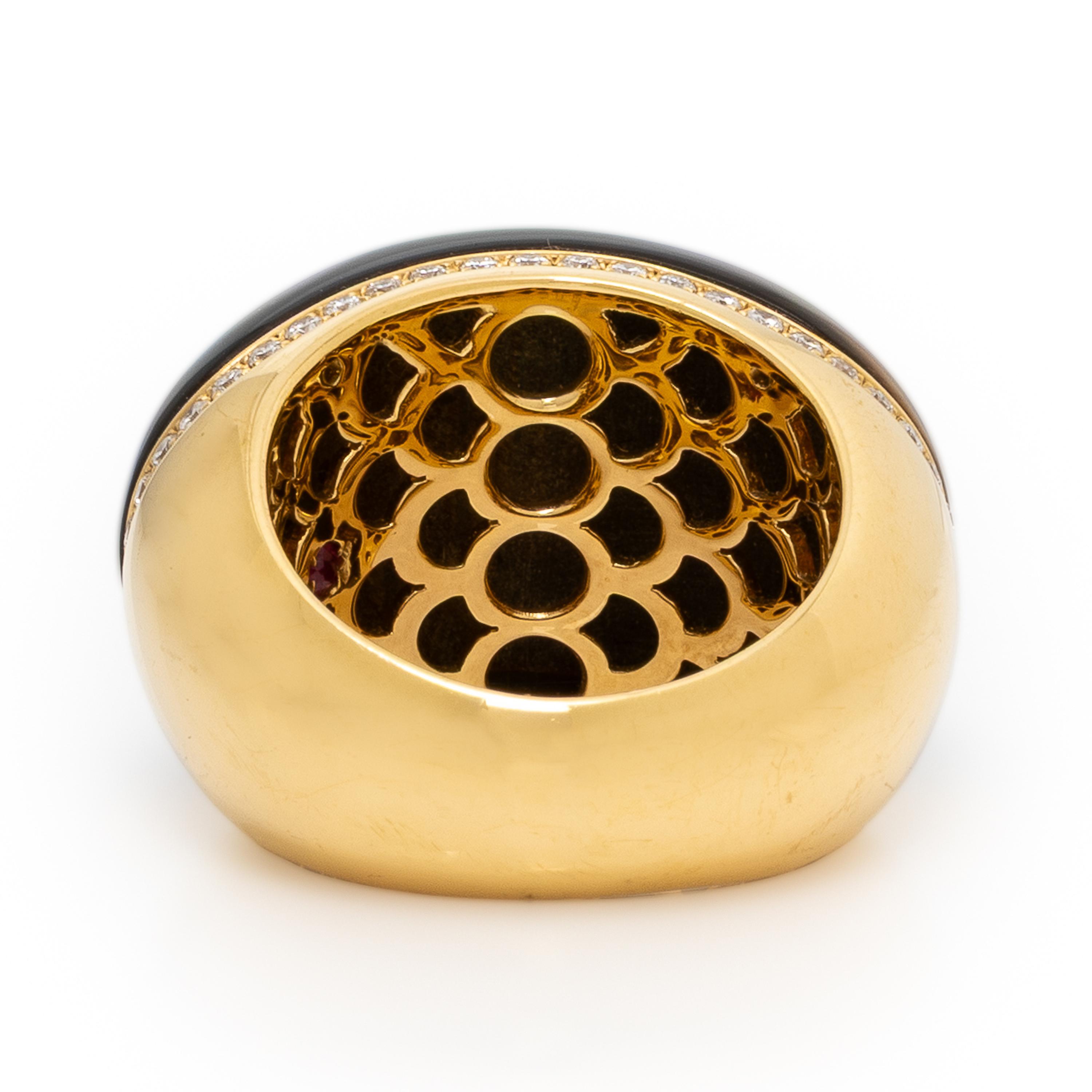 Roberto Coin, Tiger's Eye, Diamond, and Yellow Gold Ring