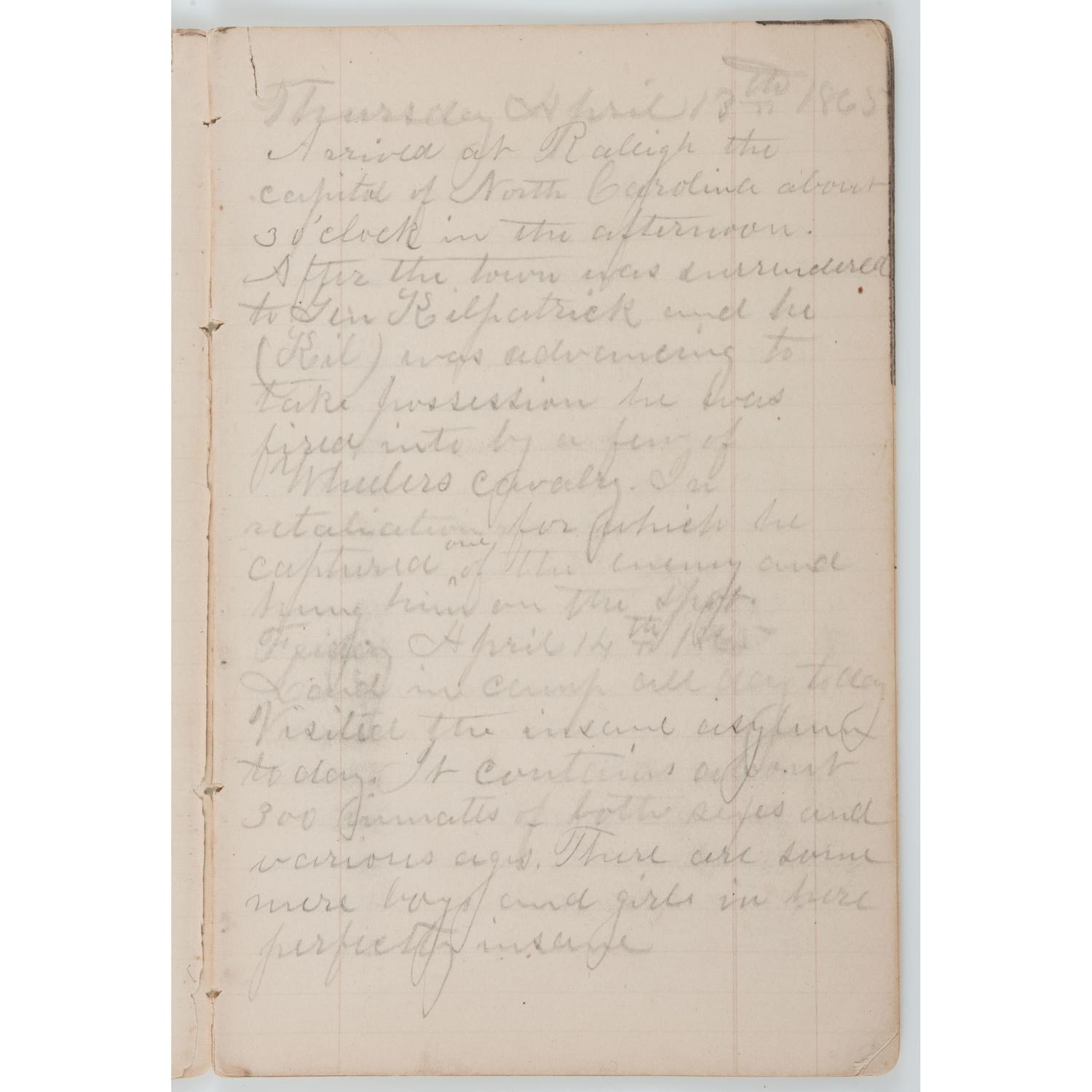 Rollin Neale Corlew, 33rd Massachusetts Volunteers, 1865 Diary, Captured in South Carolina