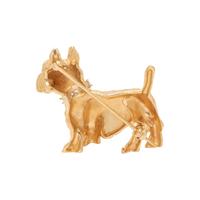 YELLOW GOLD AND DIAMOND SCOTTISH TERRIER DOG BROOCH