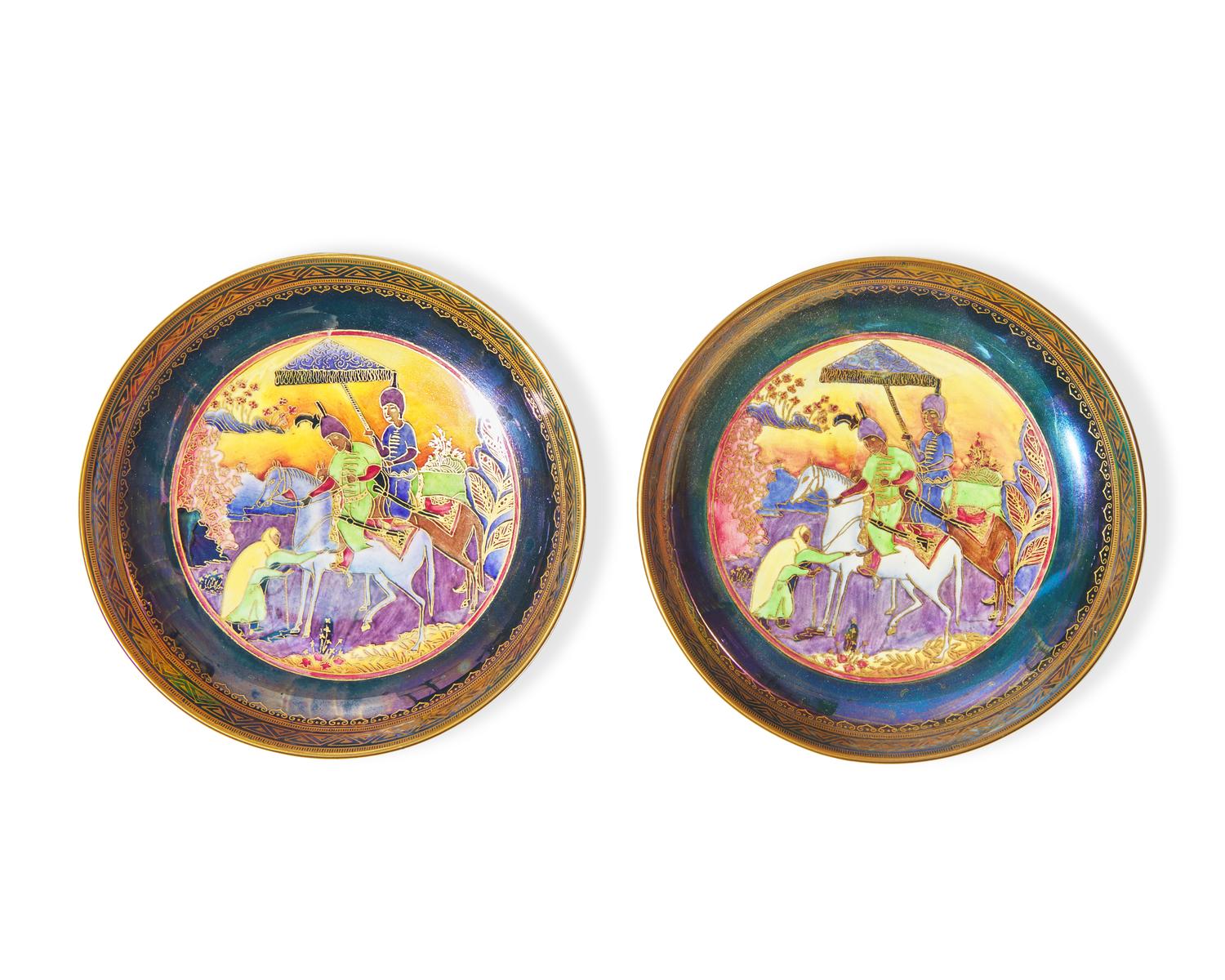 A Pair of Wedgwood Fairyland Lustre 'Nizami' Salvers