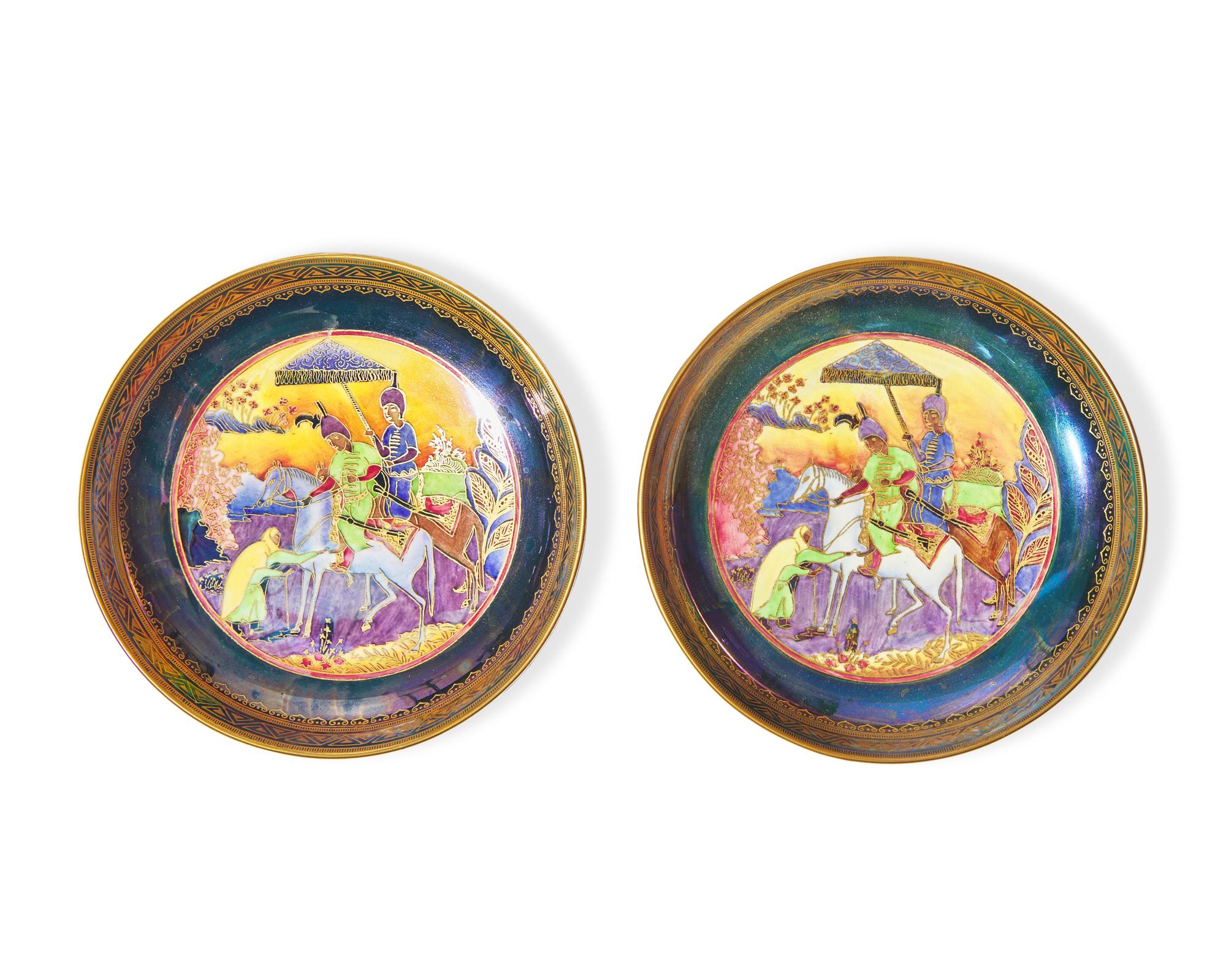 A Pair of Wedgwood Fairyland Lustre 'Nizami' Salvers
