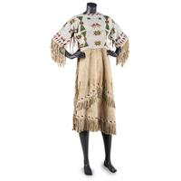 Sioux Beaded Hide Dress, with American Flags