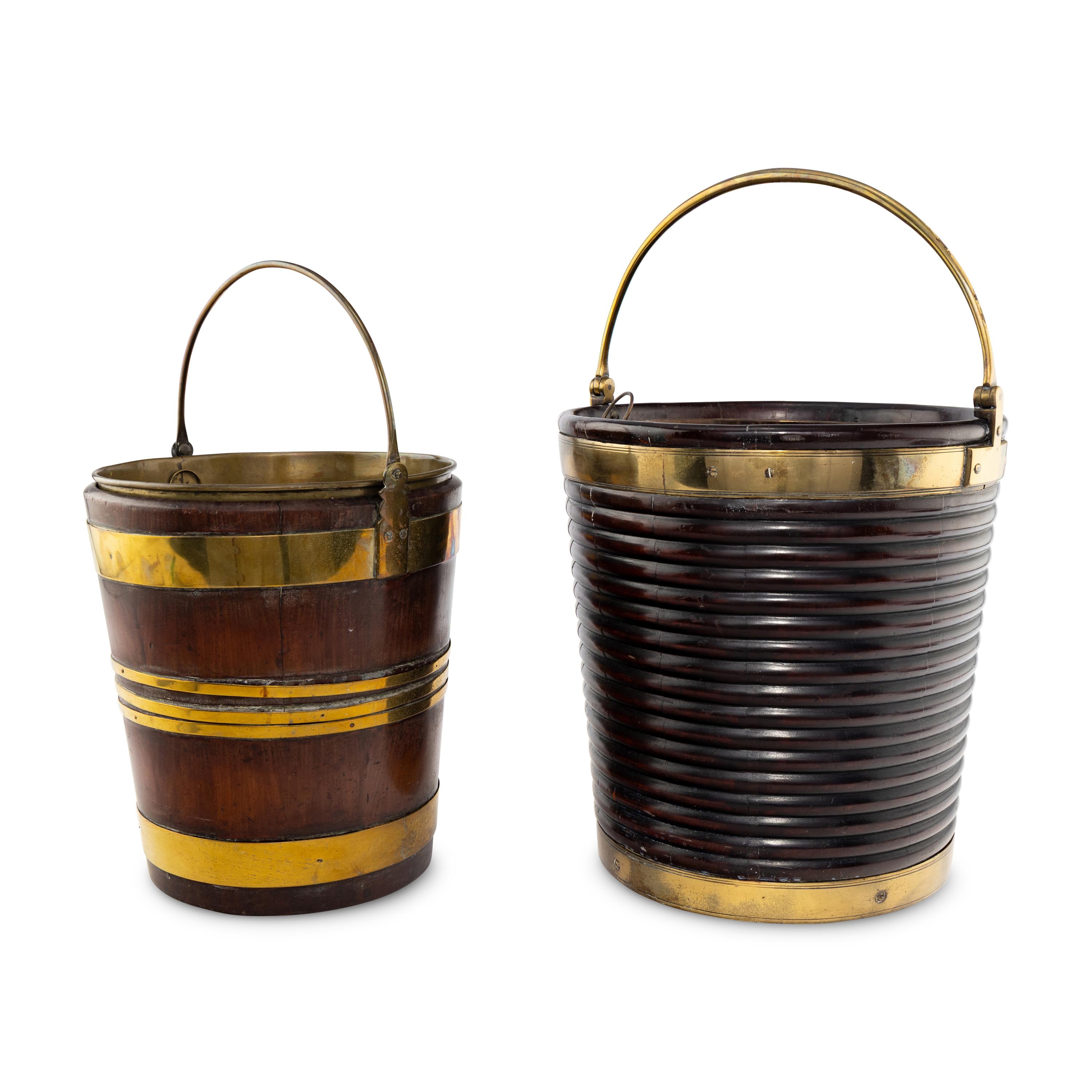 Two George III Brass Mounted Mahogany Peat Buckets