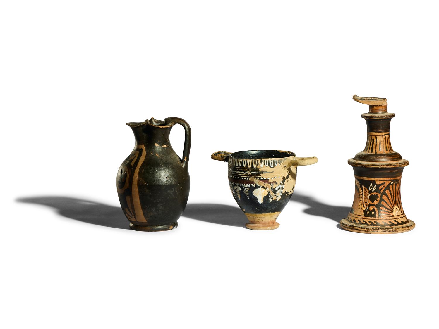 Three South Italian Red-Figured and Gnathian Vessels