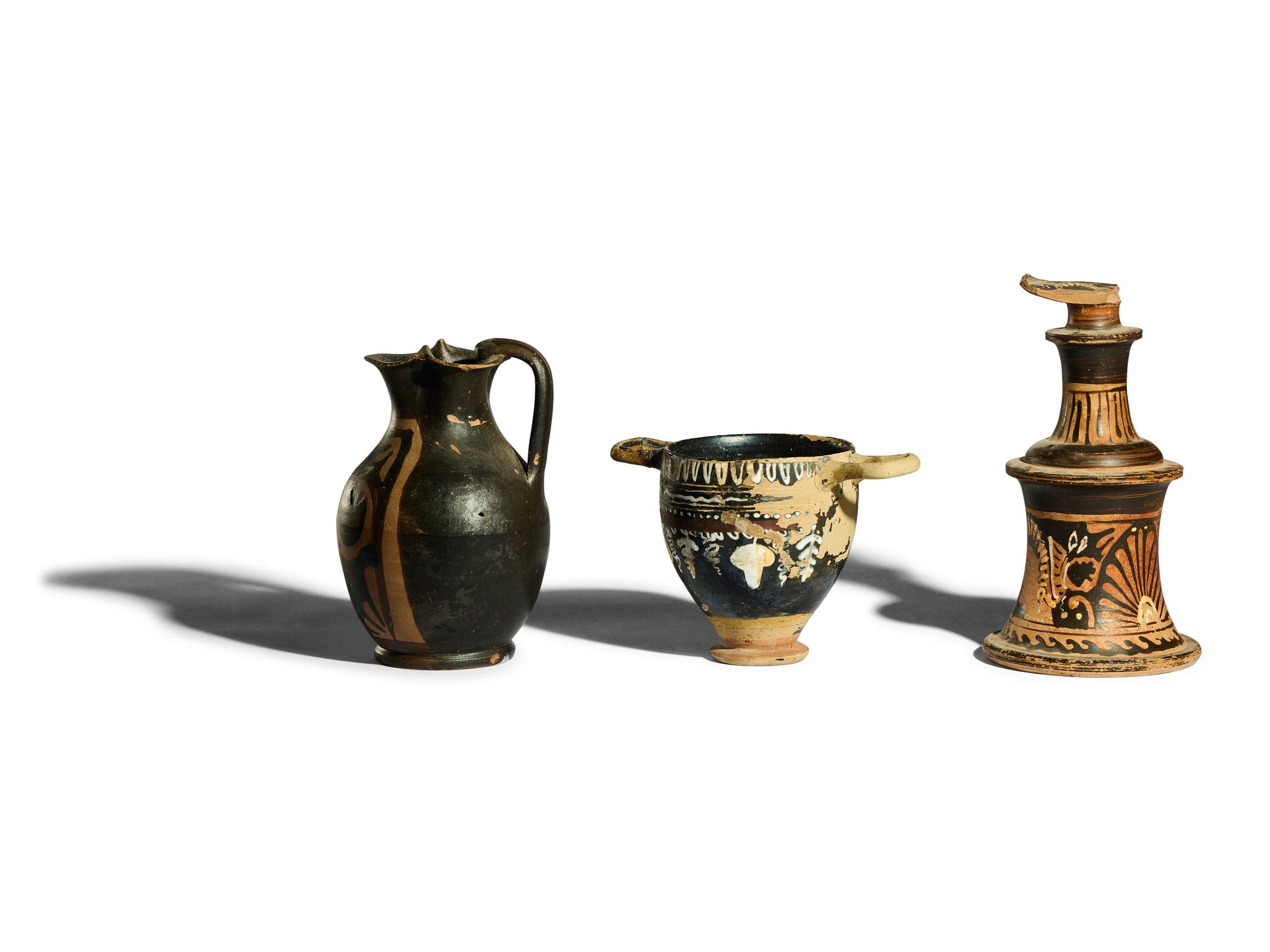 Three South Italian Red-Figured and Gnathian Vessels