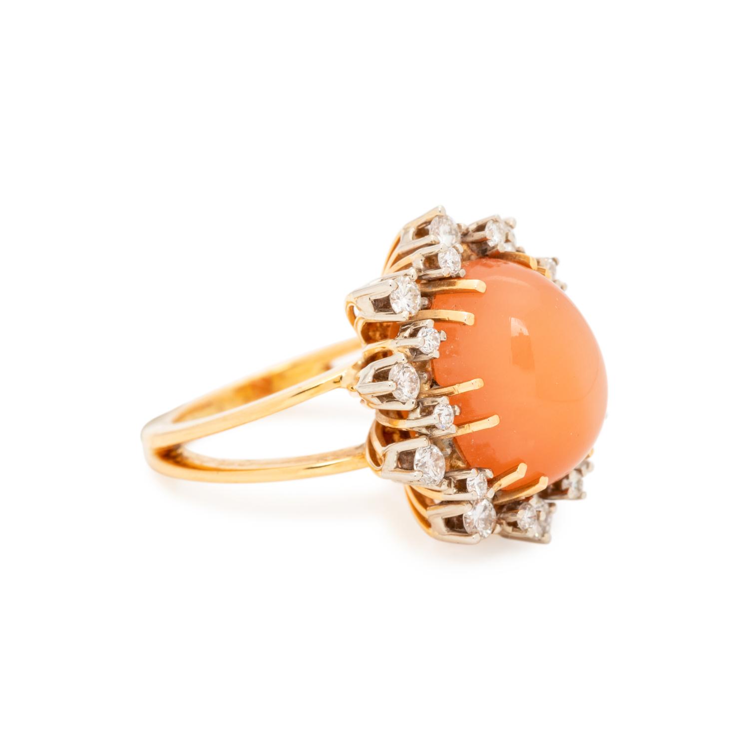 CAT'S EYE MOONSTONE AND DIAMOND RING