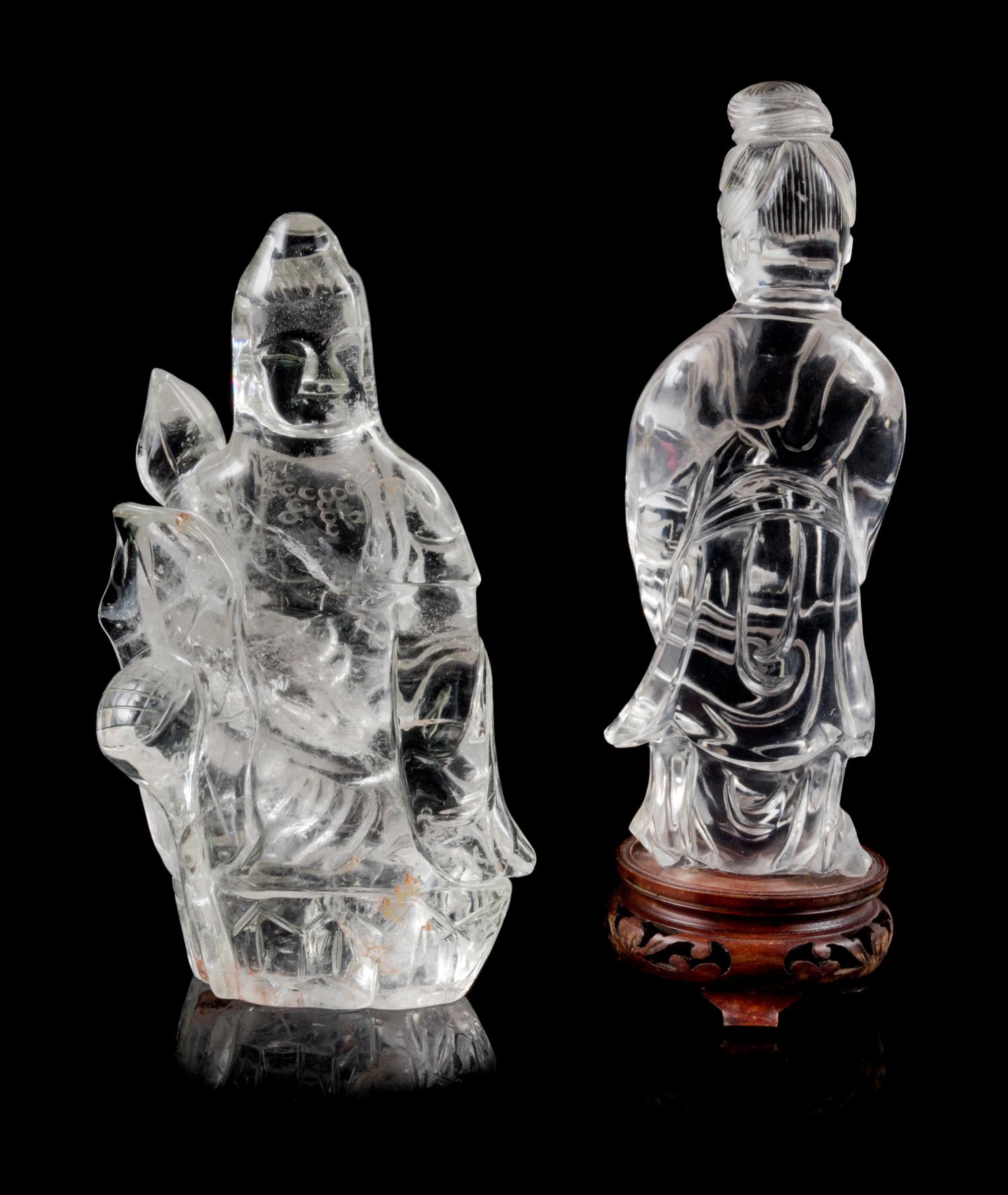 Two Rock Crystal Figures of Immortals Height of larger 6 1/2 inches. — 19TH CENTURY
