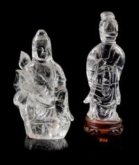 Two Rock Crystal Figures of Immortals Height of larger 6 1/2 inches. — 19TH CENTURY