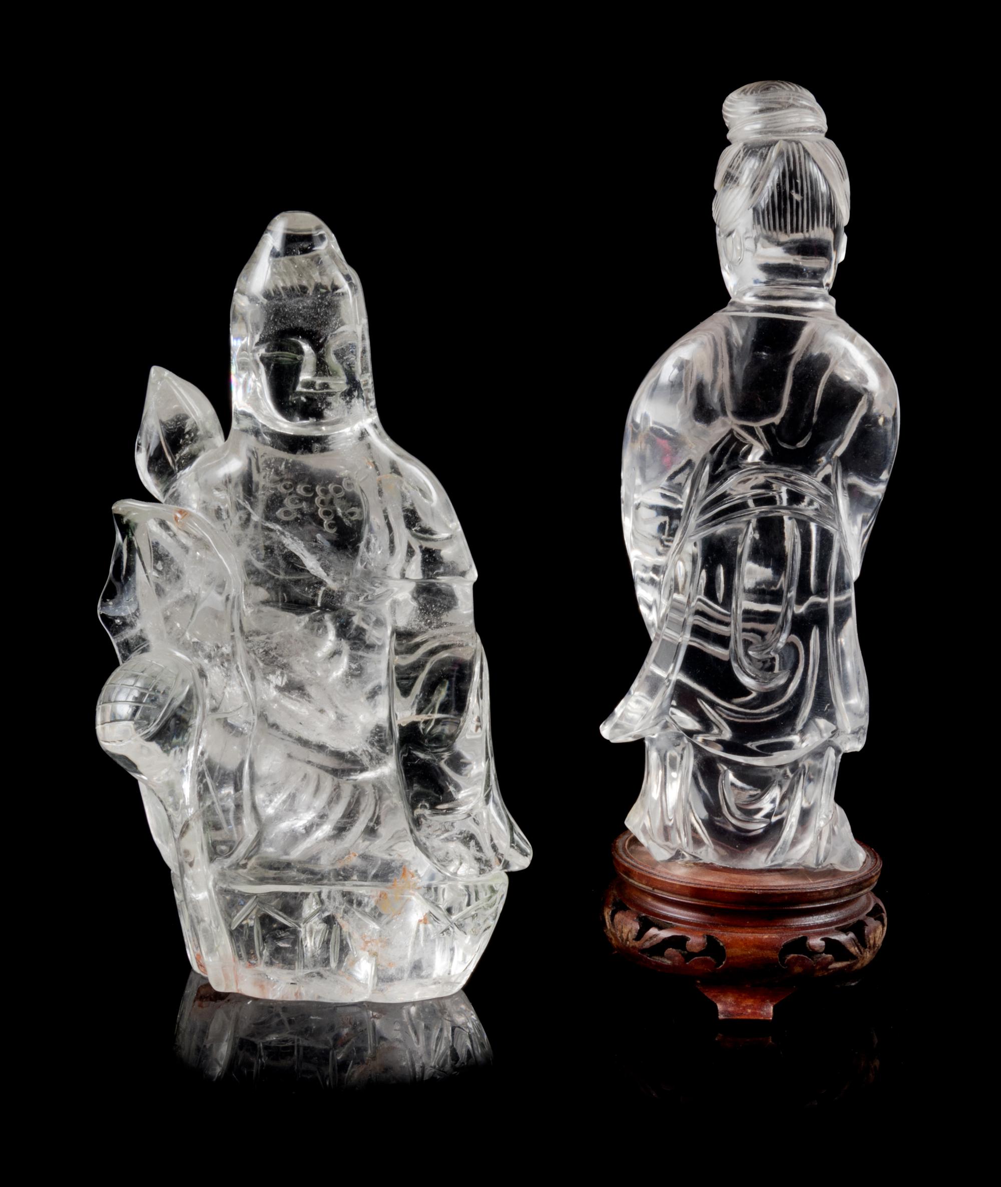 Two Rock Crystal Figures of Immortals Height of larger 6 1/2 inches. — 19TH CENTURY