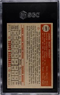 A 1952 Topps Jim Fridley High Number Baseball Card No. 399 (SGC 7 NM)