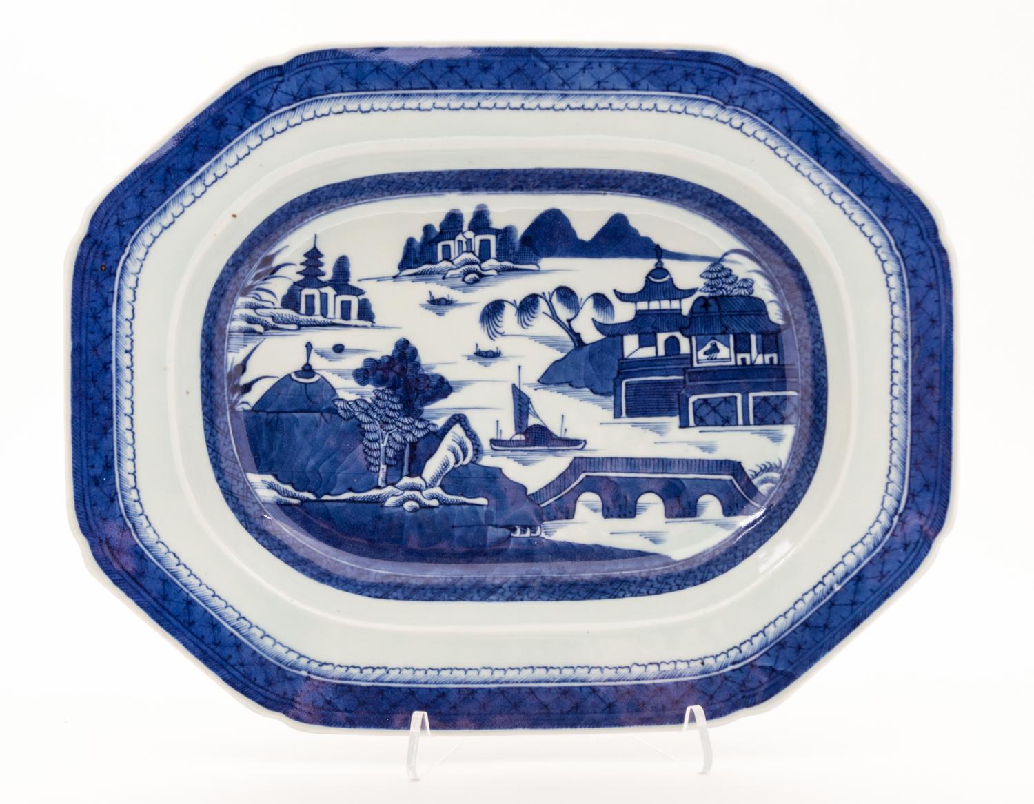 A Chinese Export Canton Porcelain Tray Width 14 inches.