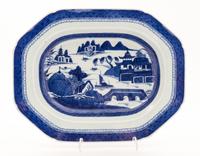 A Chinese Export Canton Porcelain Tray Width 14 inches.