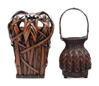 Two Japanese Ikebana Bamboo Flower Arranging Baskets