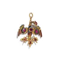 RENAISSANCE REVIVAL, YELLOW GOLD AND RUBY PHOENIX PENDANT
