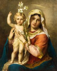 Hans Zatzka, (Austrian, 1859-1945), Madonna and Child