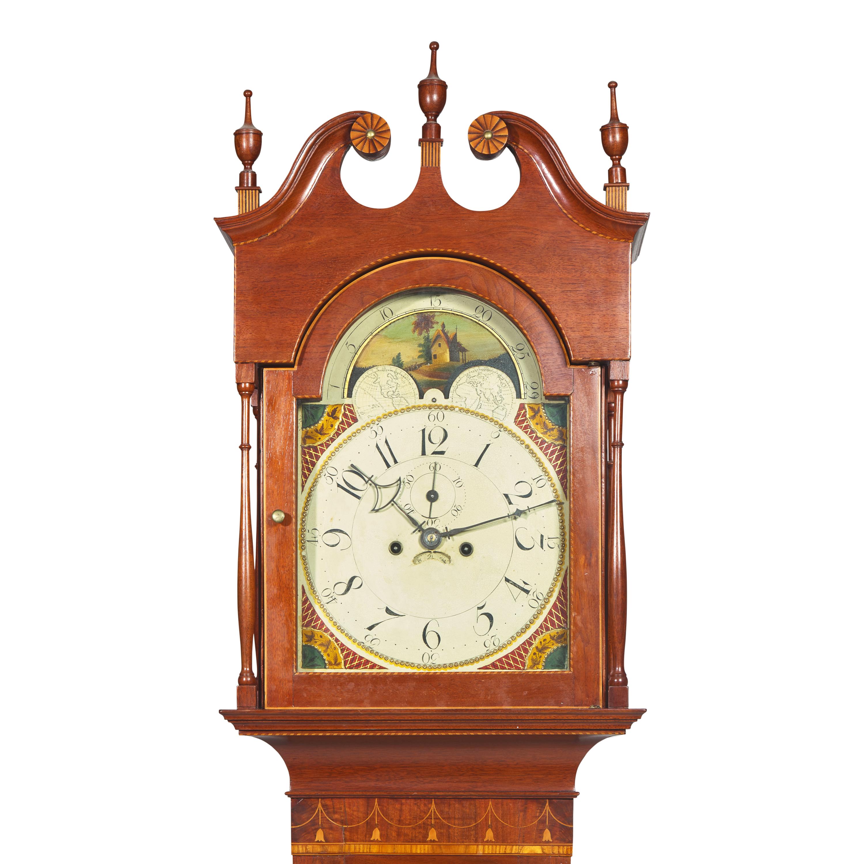 A Federal Inlaid Mahogany Tall Case Clock