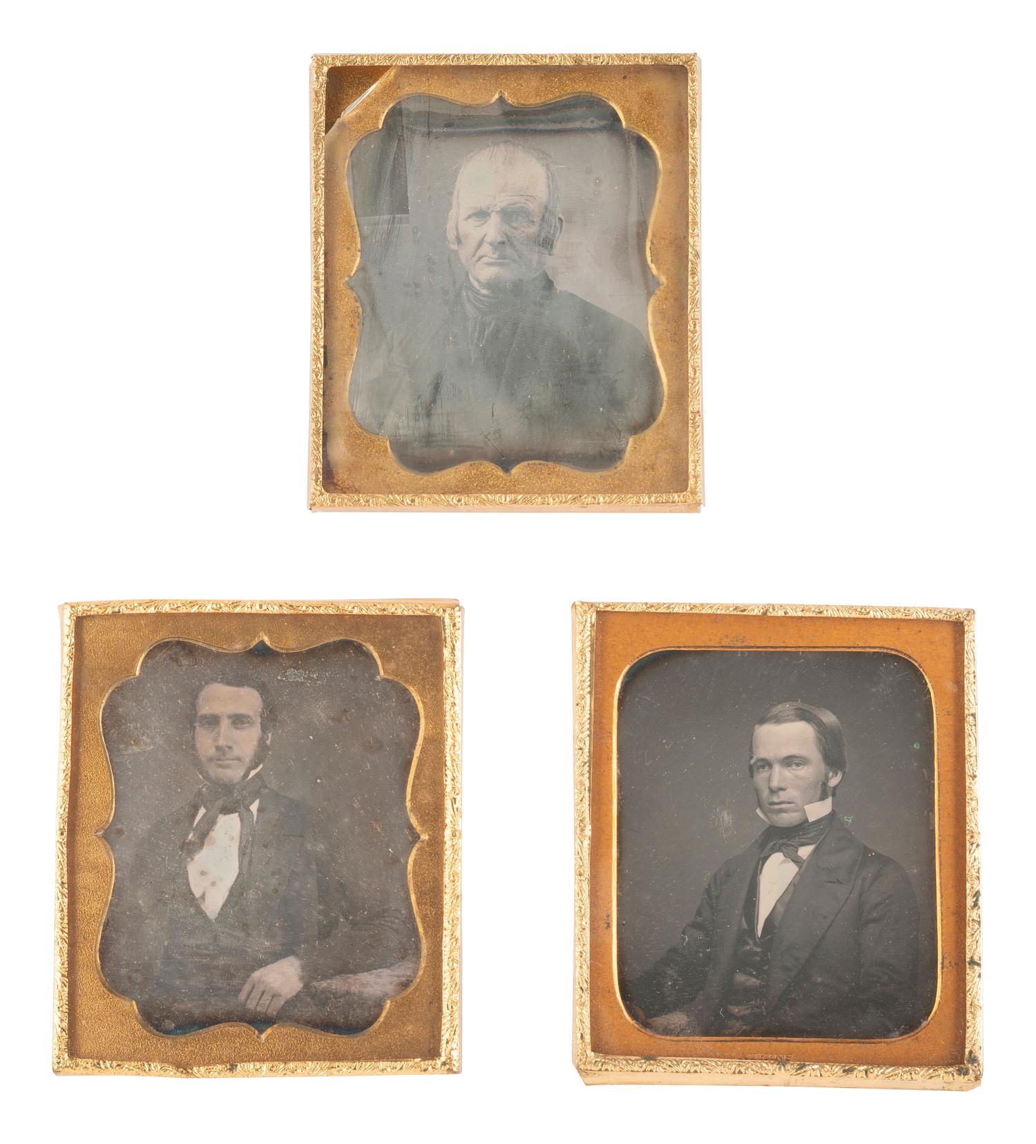 [EARLY PHOTOGRAPHY]. 19 sixth plate daguerreotypes of men with facial hair.
