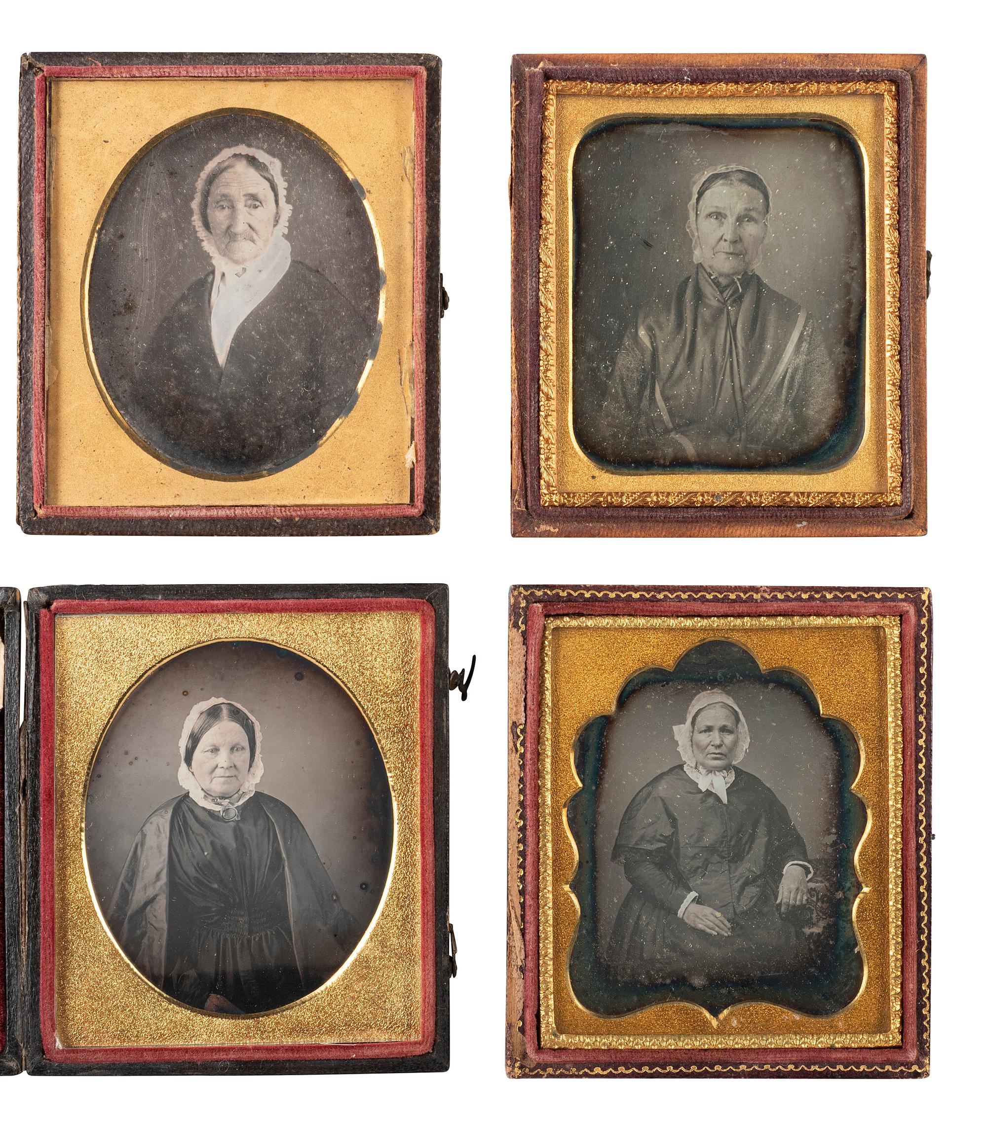 [EARLY PHOTOGRAPHY]. A group of 35 sixth plate daguerreotypes of aged women.