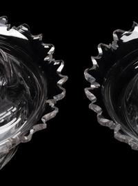 A Pair of English Cut Glass Footed Bowls and Covers
