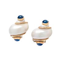 SEAMAN SCHEPPS, SHELL AND HARDSTONE EARCLIPS