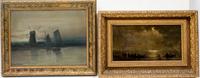 Artist Unknown, (19th/20th century), Nautical Scene with Windmill and Fishermen at Sea (two works)