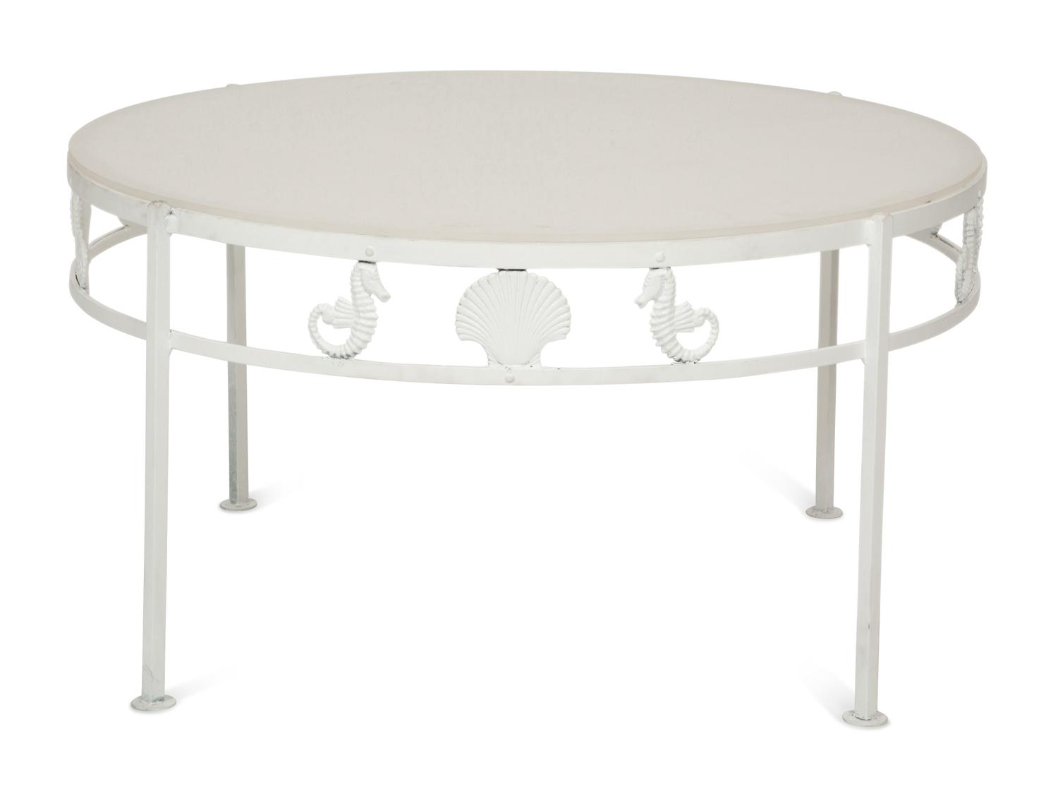 A Suite of White-Painted Cast Metal Garden Furniture