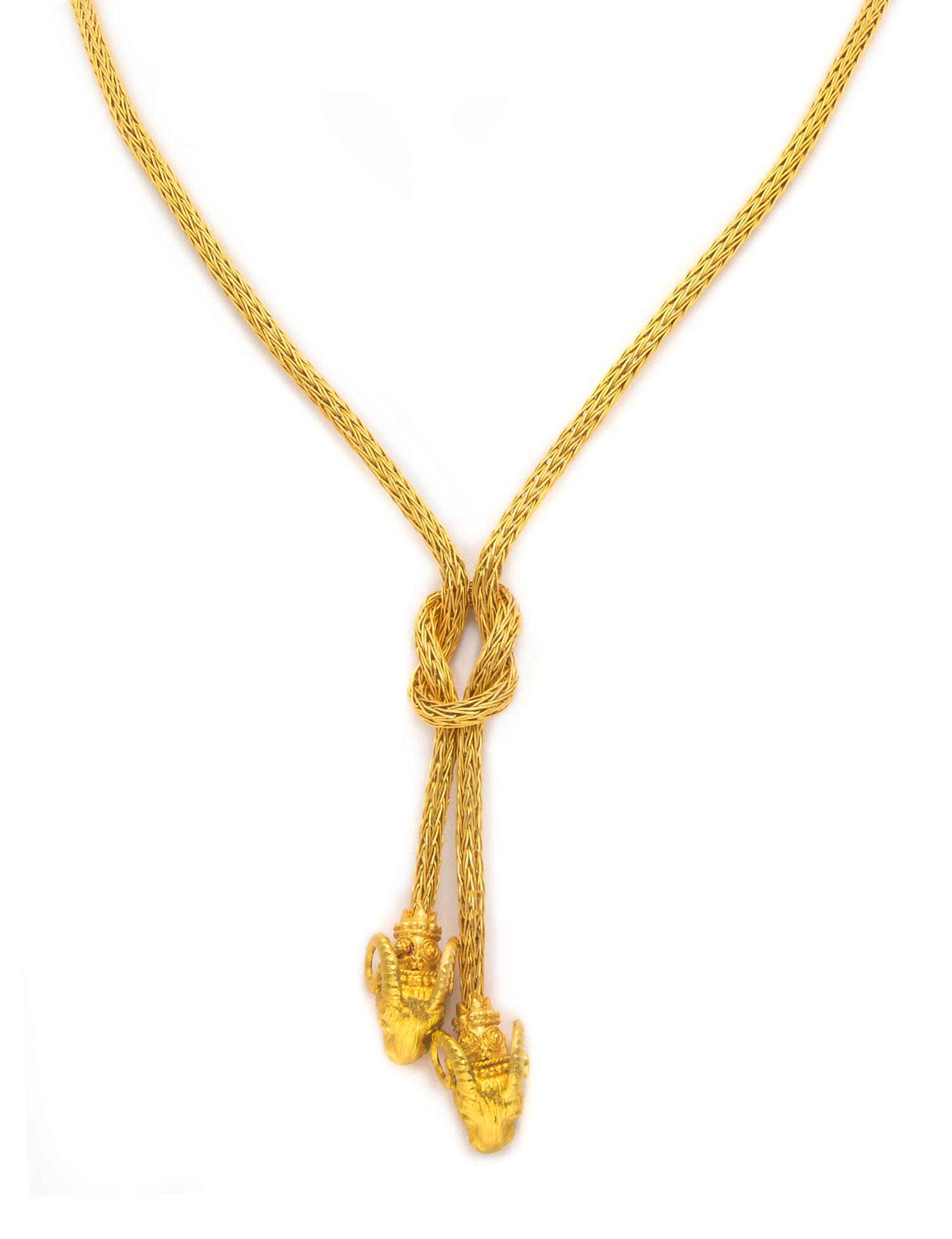 An 18 Karat Yellow Gold Ram's Head Necklace, Lalaounis, 21.80 dwts.