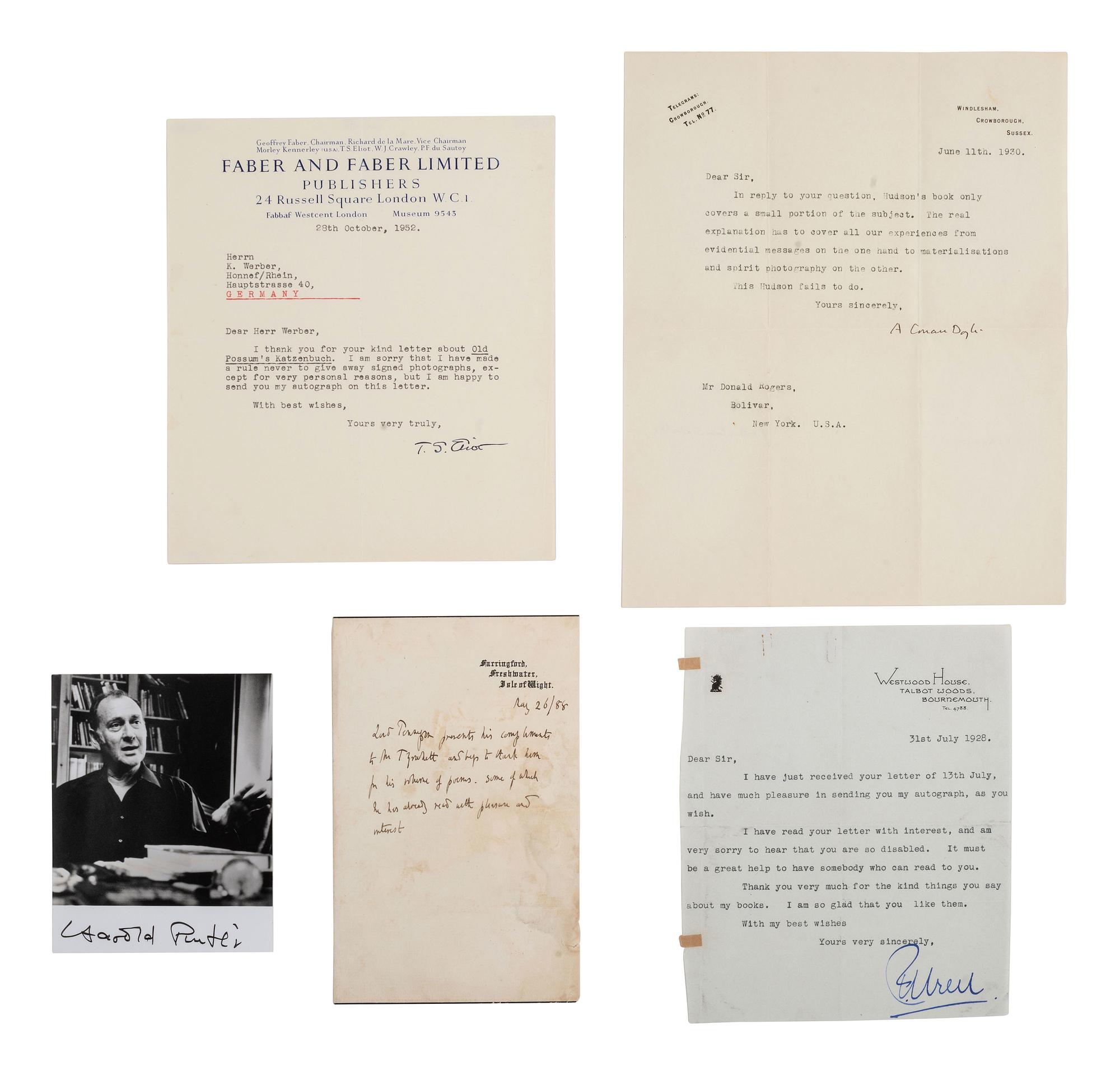 [AUTOGRAPHS]. Signatures of British notables, including REYNOLDS, HARDY, ELIOT, and DOYLE.