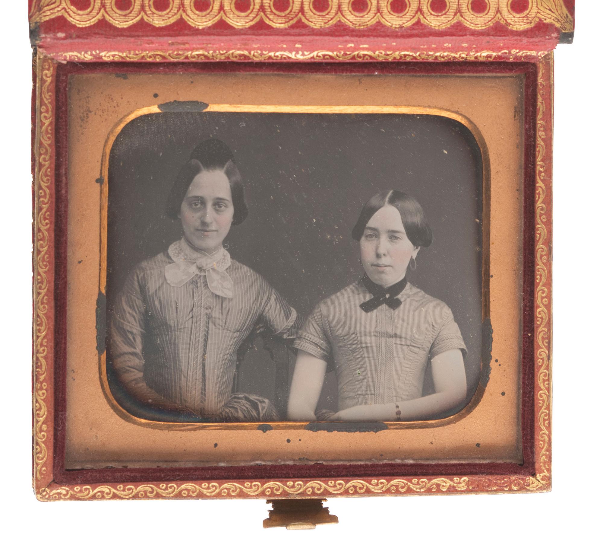 [EARLY PHOTOGRAPHY]. 14 sixth plate daguerreotypes featuring pairs and trios of sitters.